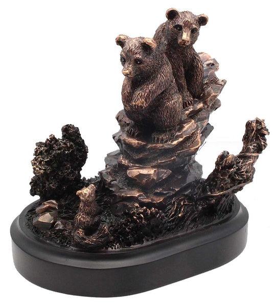 Two Cuddling Bronze Bear Cubs 5"