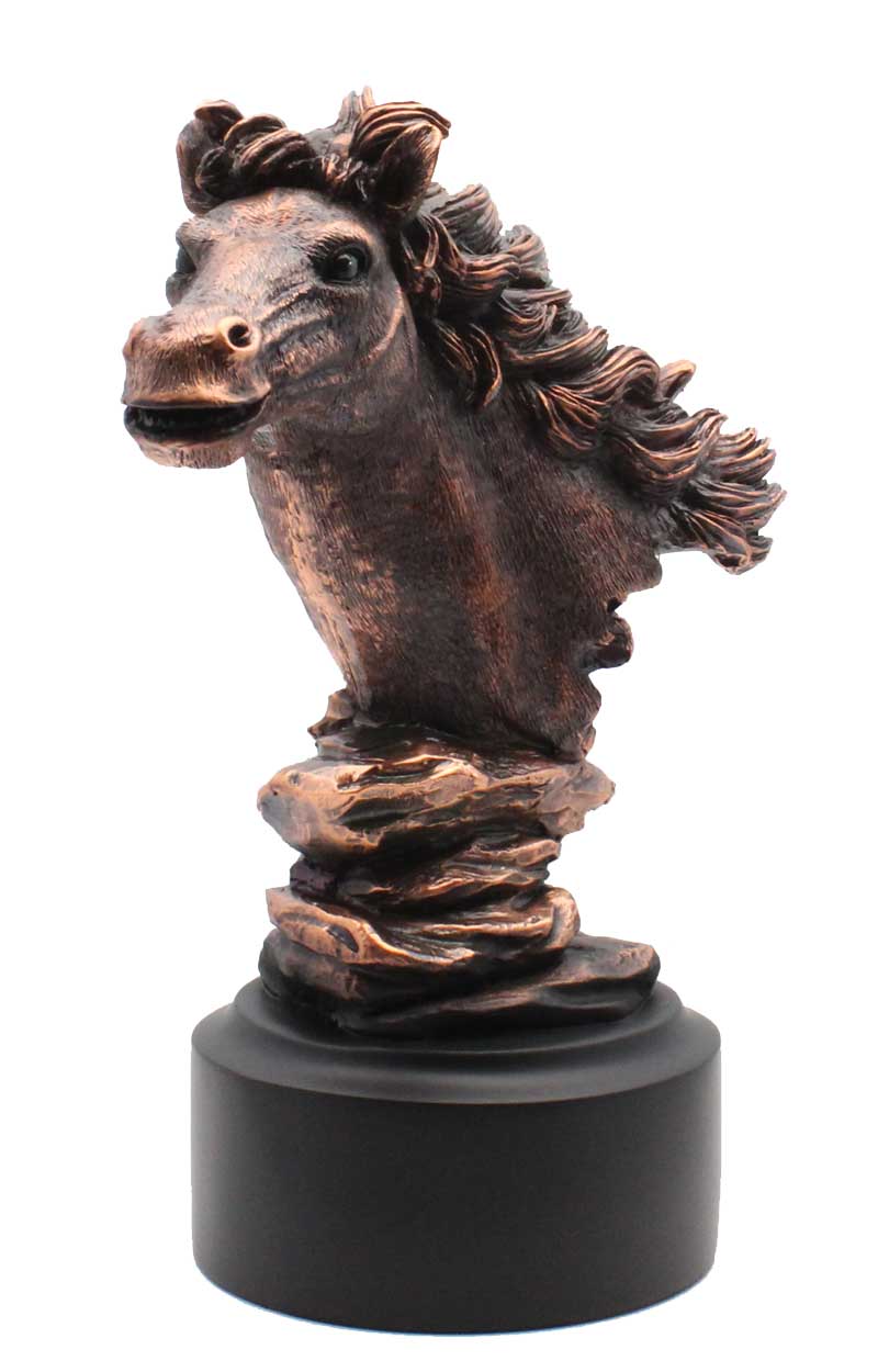 Patinated Copper Bronze Horse Head Statue