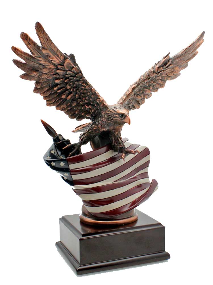Bronze  Eagle Clutching the  American Flag Bronze