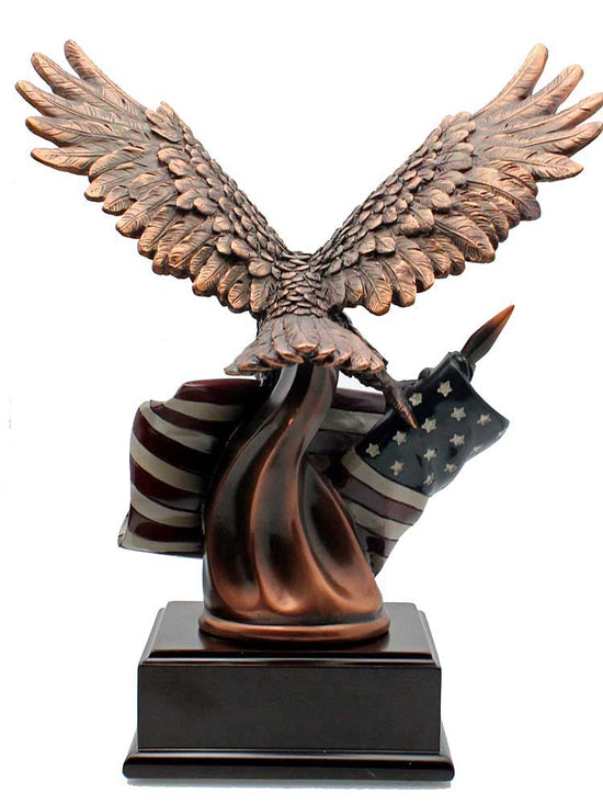 Bronze  Eagle Clutching the  American Flag Bronze