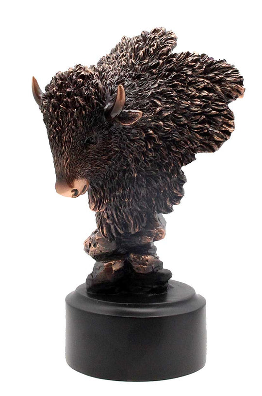 Bronze Buffalo Bust Figurine - Statue