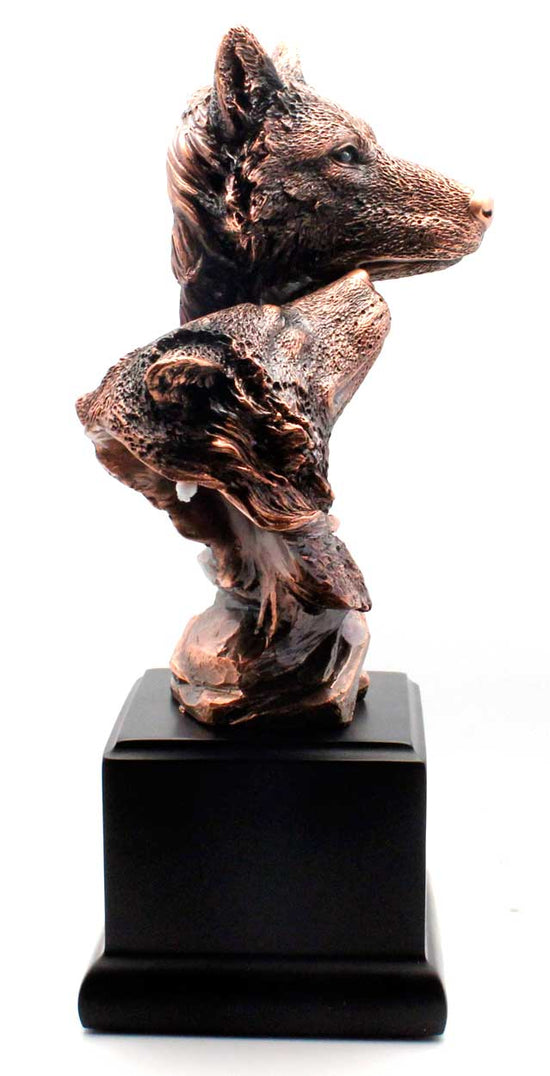 Load image into Gallery viewer, Double Wolf Head Bronze Statue | Figurine | Sculpture
