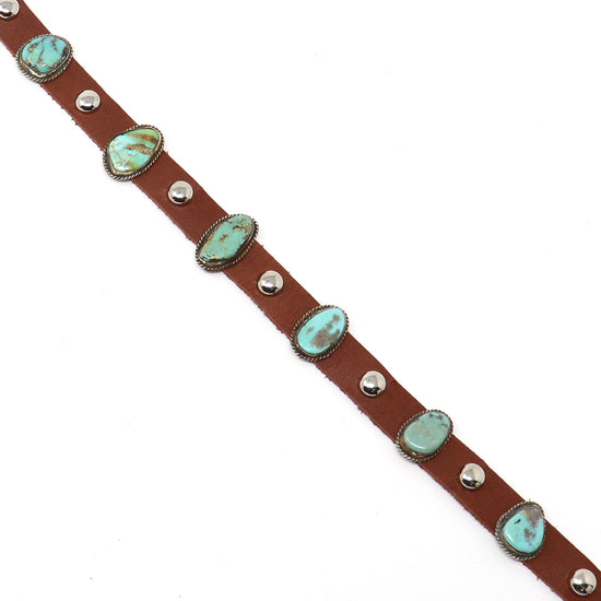 Sterling Silver & Turquoise Leather Dog Collar by Martinez