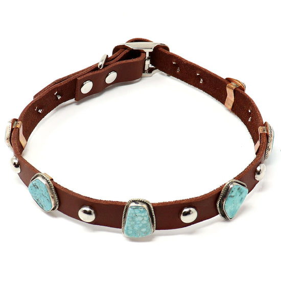 Turquoise and Silver Dog Collar by D. Martinez