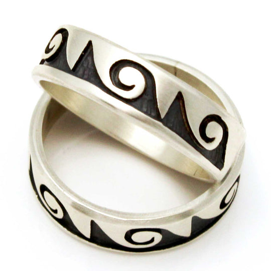 Hopi Silver Ring - Water & Waves