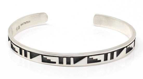 Silver Hopi Bracelet - Water & Clouds