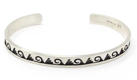 Silver Hopi Bracelet - Clouds & Water