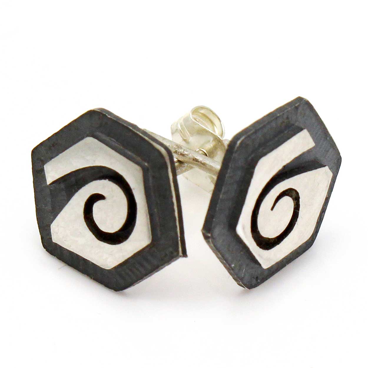 Load image into Gallery viewer, 3/8&amp;quot; Hopi Post Earrings - Waves - Water
