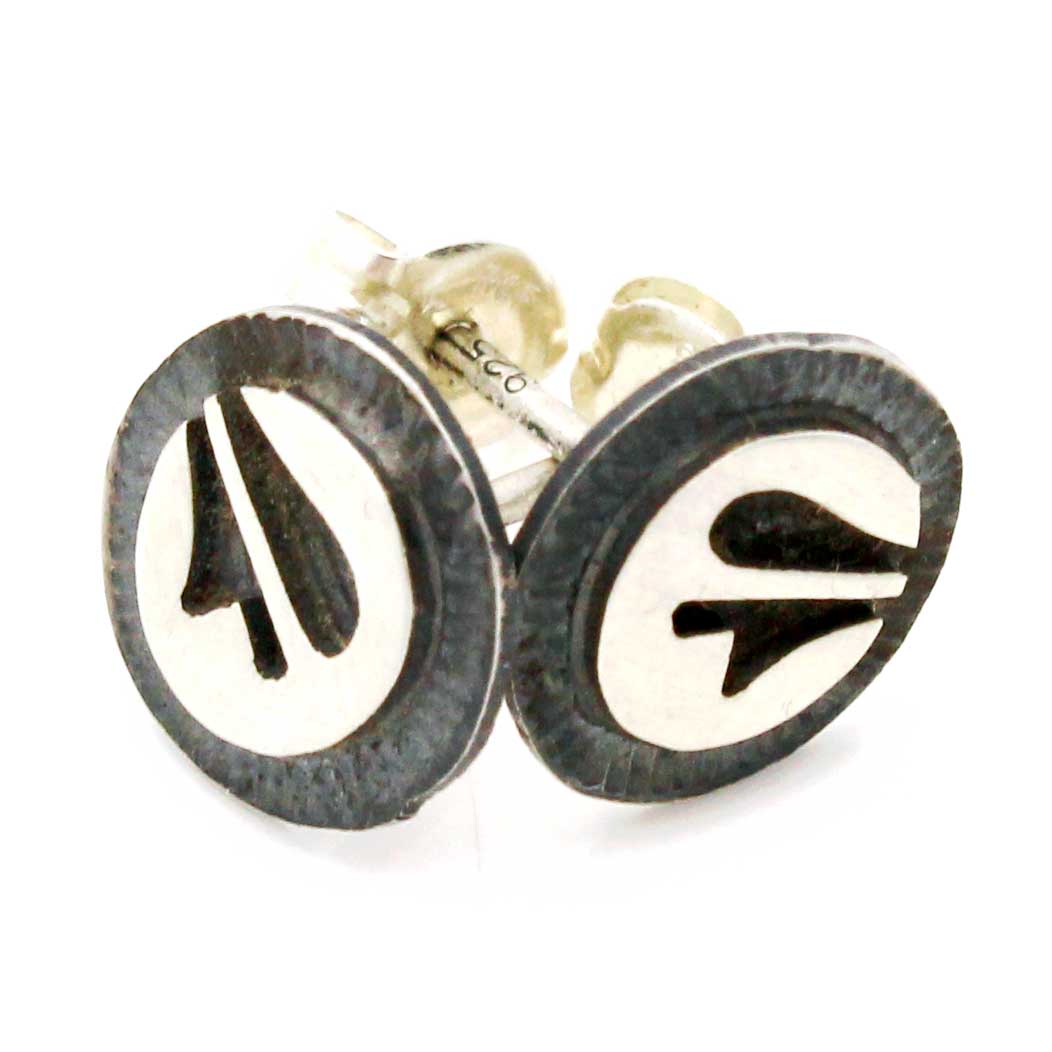 3/8" Hopi Post Earrings - Prayer Feathers