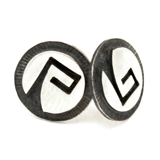 1/2" Round Hopi Post Earrings - Clouds