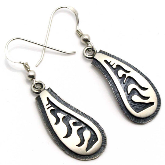 1 1/8" Hopi Silver Earrings- Corn Stalk