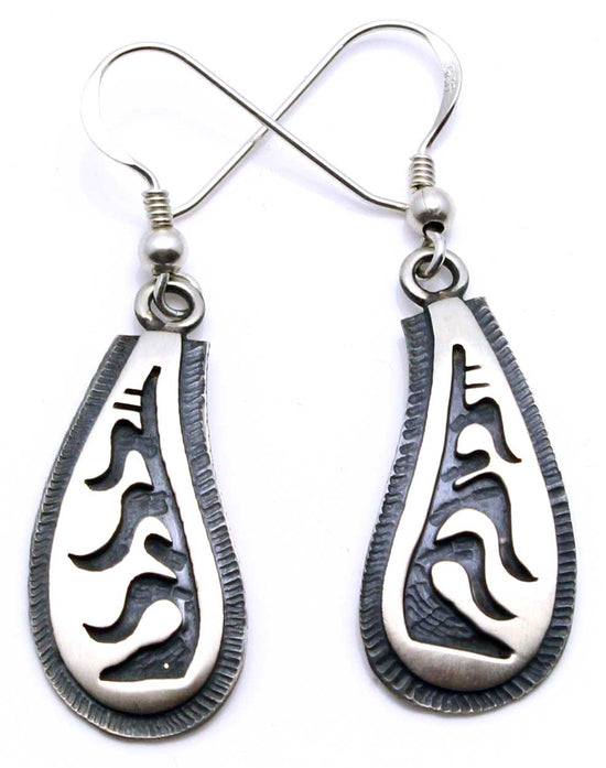 1 1/8" Hopi Silver Earrings- Corn Stalk