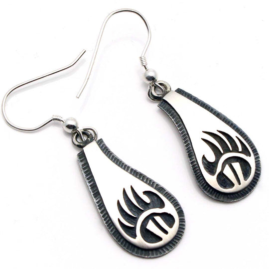1 1/8" Hopi Silver Bear Paw Earrings