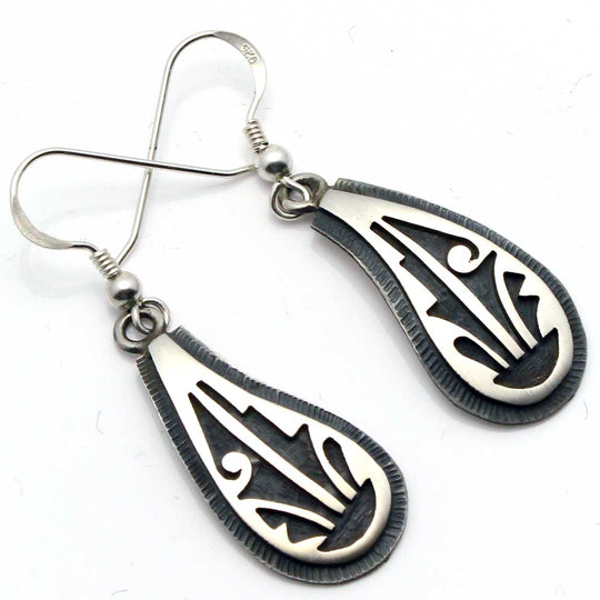 1 1/8" Hopi Silver Prayer Feathers Earrings