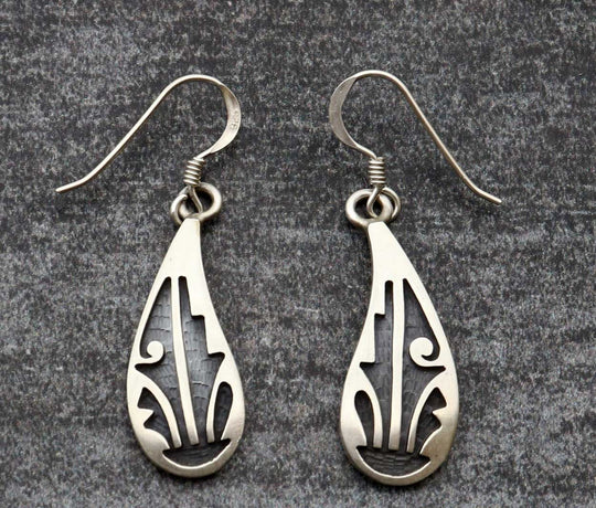 1" Hopi Silver Prayer Feathers Earrings