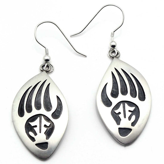 Load image into Gallery viewer, 1 1/4&amp;quot; Hopi Sterling Silver Earrings -Bear Paw

