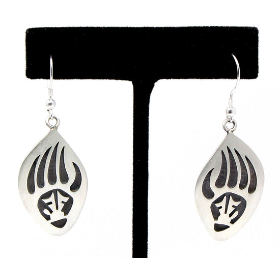 Load image into Gallery viewer, 1 1/4&amp;quot; Hopi Sterling Silver Earrings -Bear Paw

