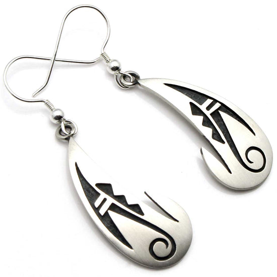 1 3/8" Hopi Sterling Silver Overlay Cloud Earrings