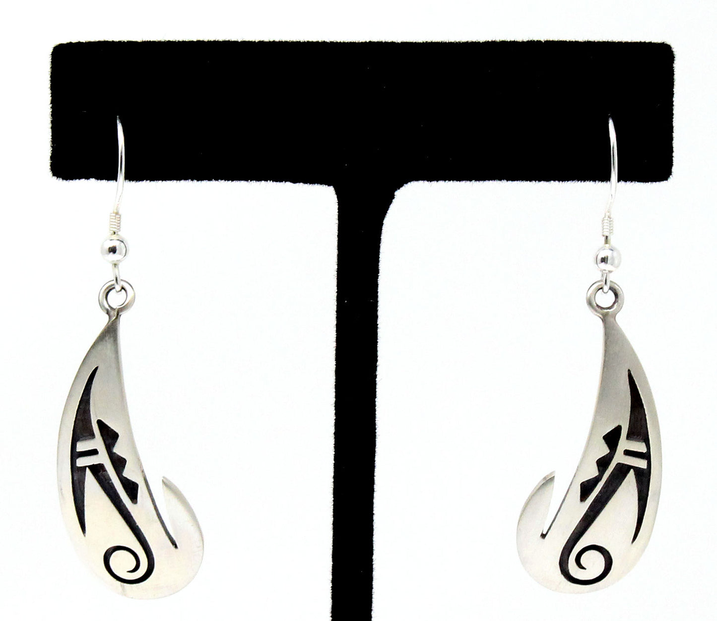 1 3/8" Hopi Sterling Silver Overlay Cloud Earrings
