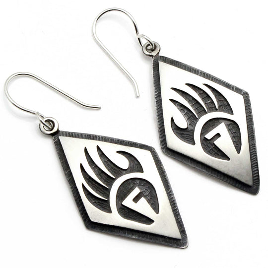 1.5" Hopi Overlay Bear Paw Earrings