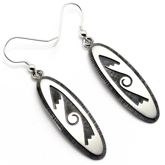 1 1/2"Hopi Sterling Silver Earrings -Clouds & Rain