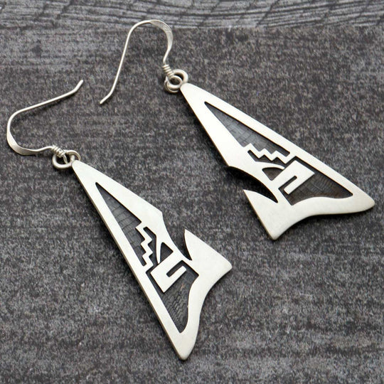 1 5/8" Hopi Silver Overlay Earrings