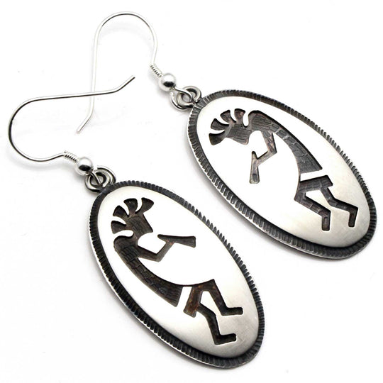 1 5/8"Hopi Sterling Silver Kokopelli Earrings