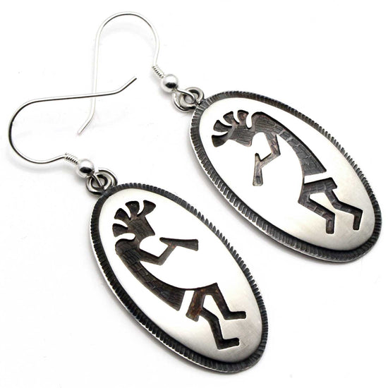 Load image into Gallery viewer, 1 5/8&amp;quot;Hopi Sterling Silver Kokopelli Earrings
