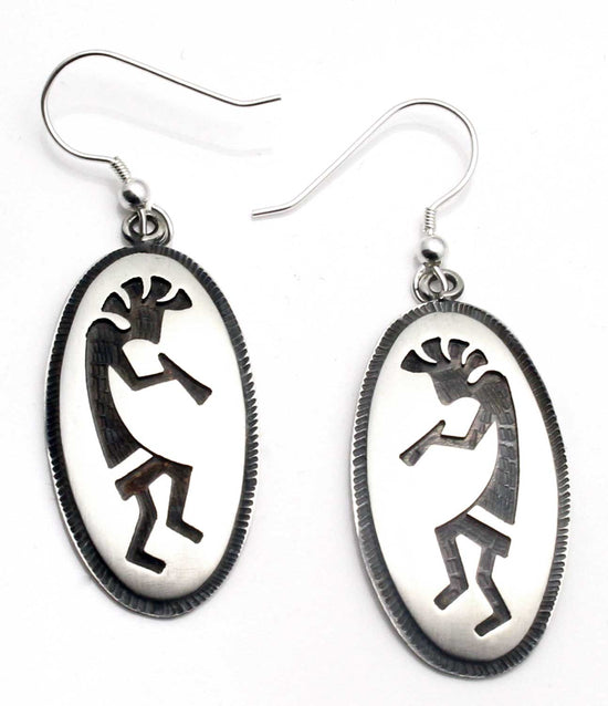 Load image into Gallery viewer, 1 5/8&amp;quot;Hopi Sterling Silver Kokopelli Earrings
