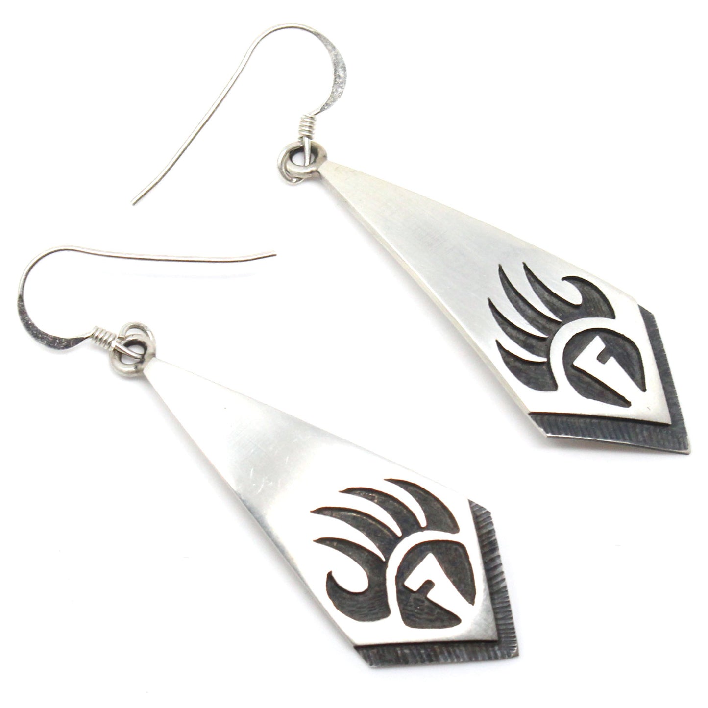 Load image into Gallery viewer, 1 3/4&amp;quot; Hopi Sterling Silver Earrings -Bear Paw
