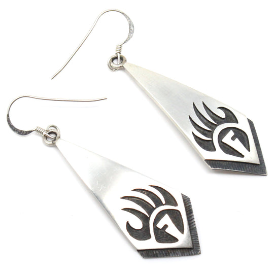 1 3/4" Hopi Sterling Silver Earrings -Bear Paw