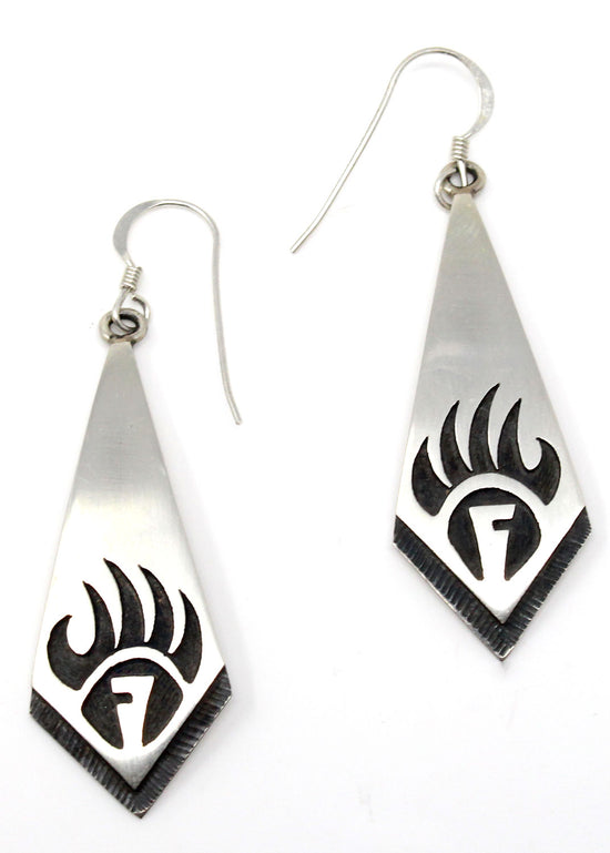 Load image into Gallery viewer, 1 3/4&amp;quot; Hopi Sterling Silver Earrings -Bear Paw

