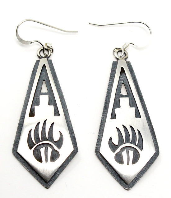 Load image into Gallery viewer, Hopi 1.75&amp;quot; Sterling Silver Bear Paw Earrings
