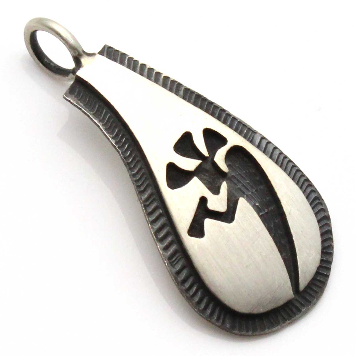 1" Hopi Sterling Silver Overlay Kokopelli Pendant