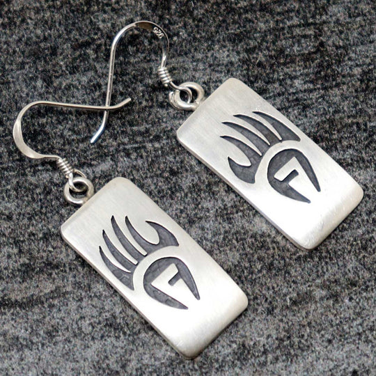 Hopi Bear Paw/Prayer Feather Earrings