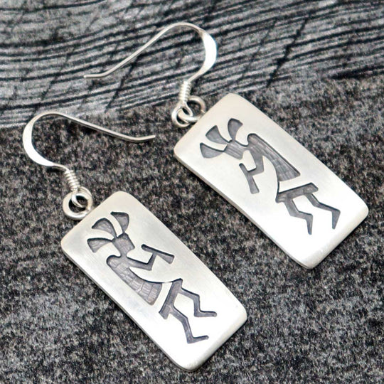 Hopi Sterling Silver Kokopelli Earrings