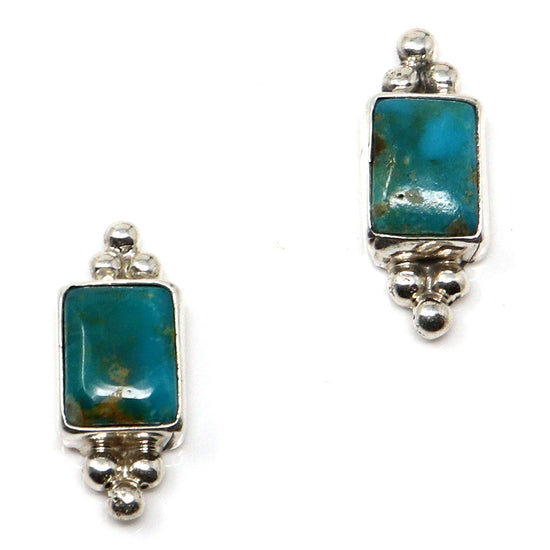 Rectangular Turquoise Post Earrings by Sandoval