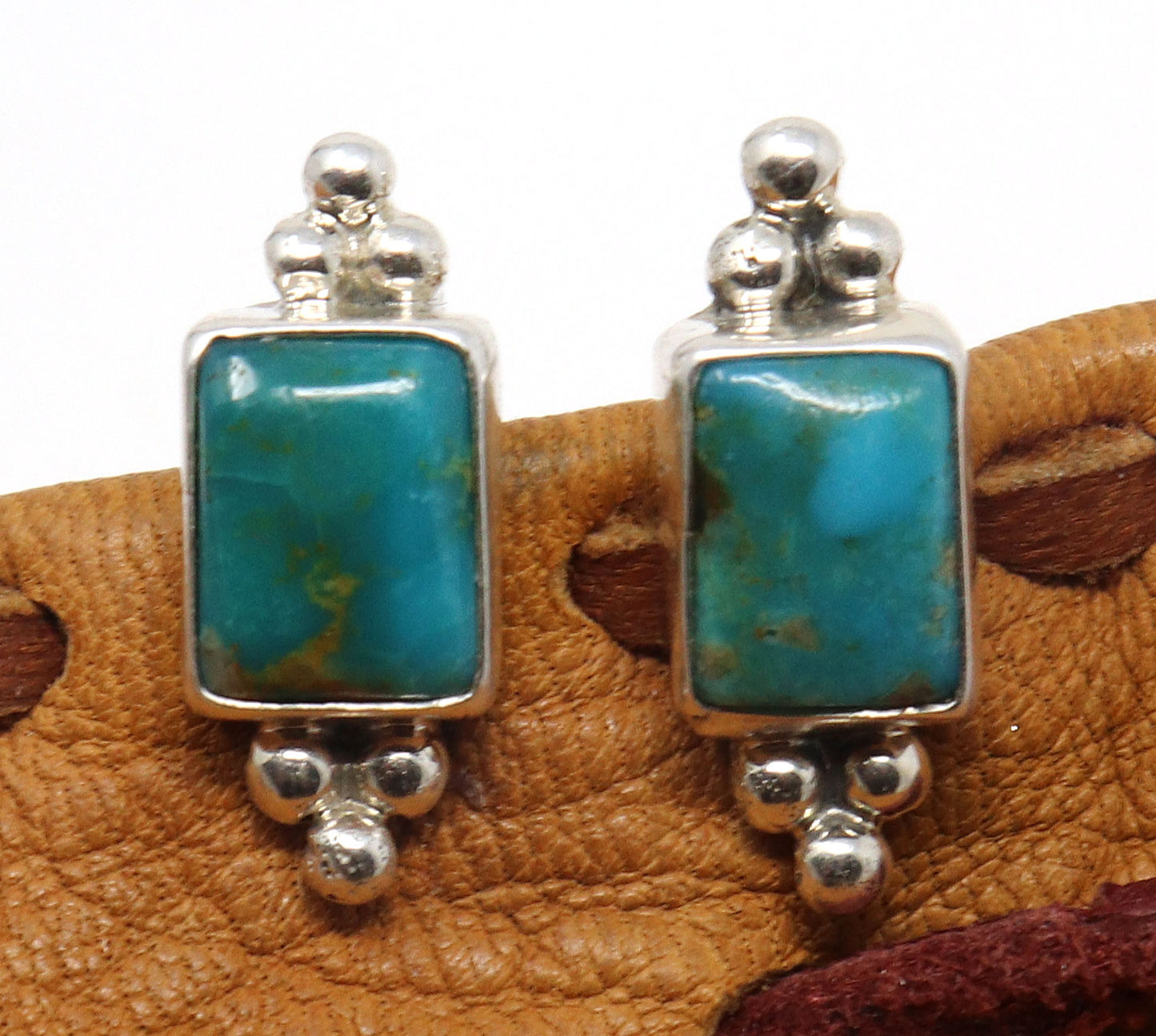 Rectangular Turquoise Post Earrings by Sandoval