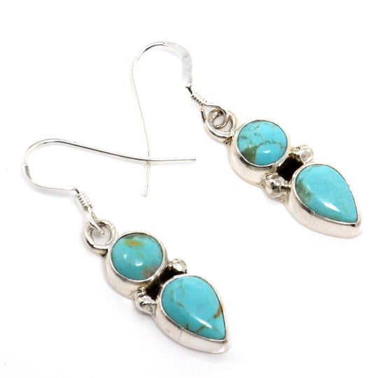 Two Stone Turquoise Dangle Earrings