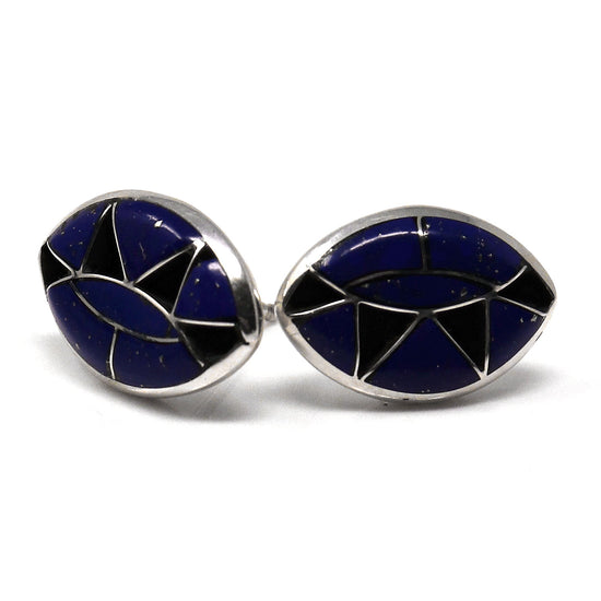 Lapis Inlaid Zuni Post Earrings by Quandalacy