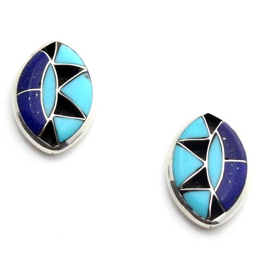 Zuni Turquoise & Lapis Post Earrings