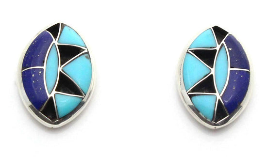 Zuni Turquoise & Lapis Post Earrings
