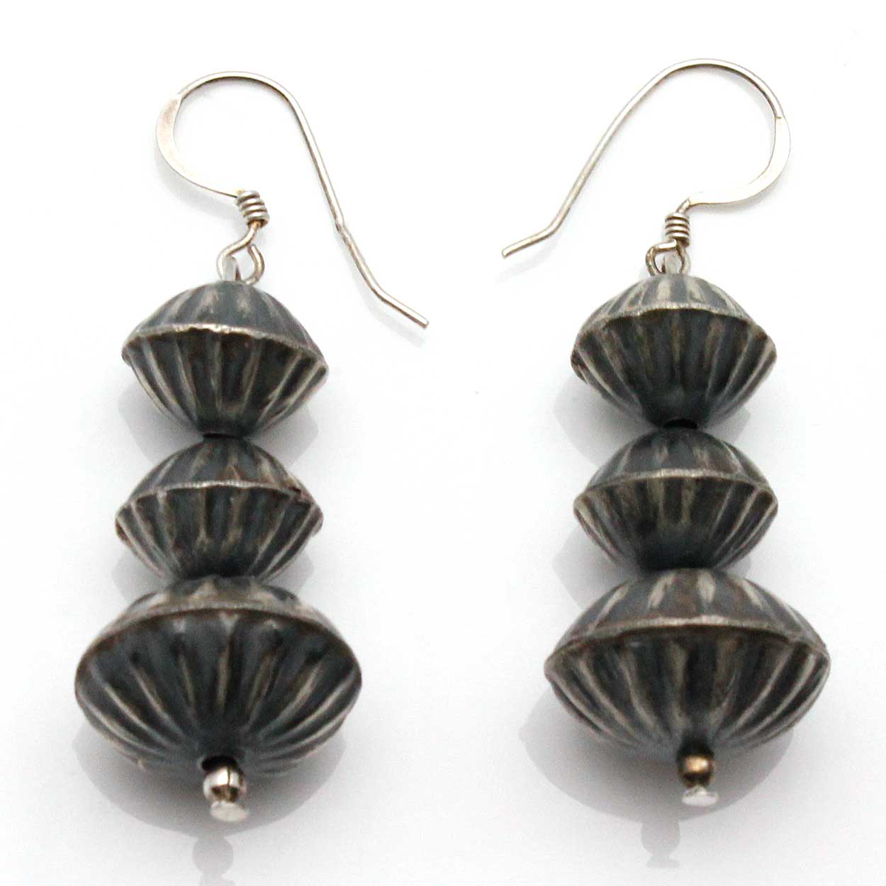 Sterling Silver Fluted Bead Dangles