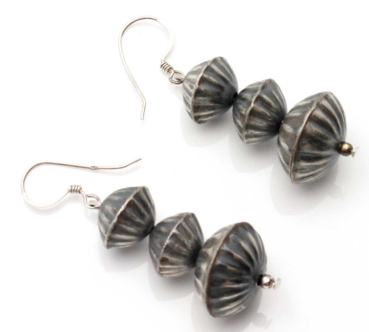 Sterling Silver Fluted Bead Dangles