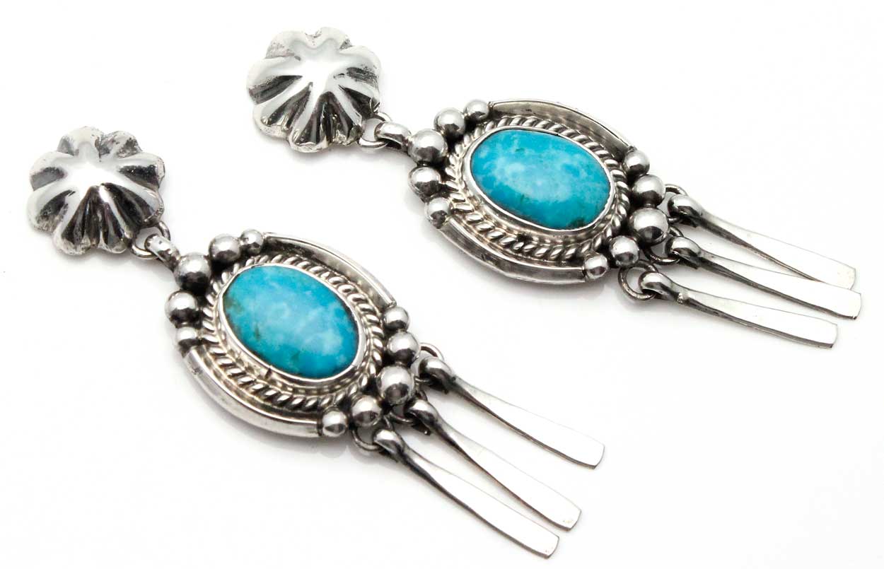 Navajo Turquoise Dangles by Platero