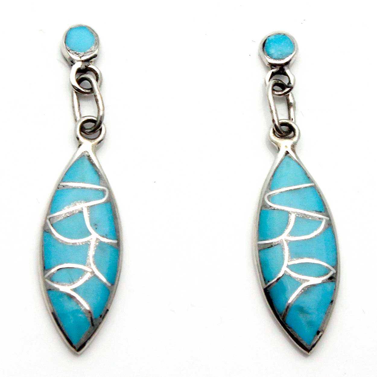 Load image into Gallery viewer, Zuni Oval Inlay Drop Earrings By  Seoutewa
