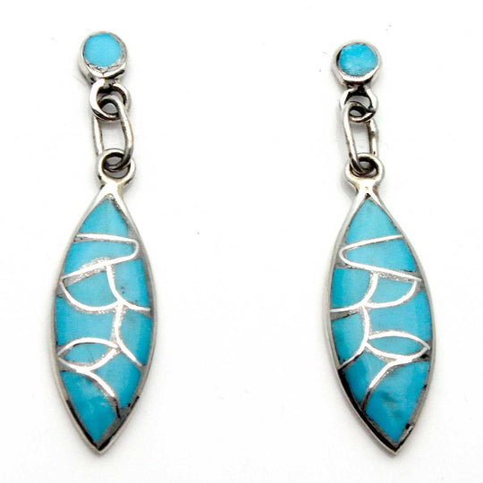 Zuni Oval Inlay Drop Earrings By  Seoutewa