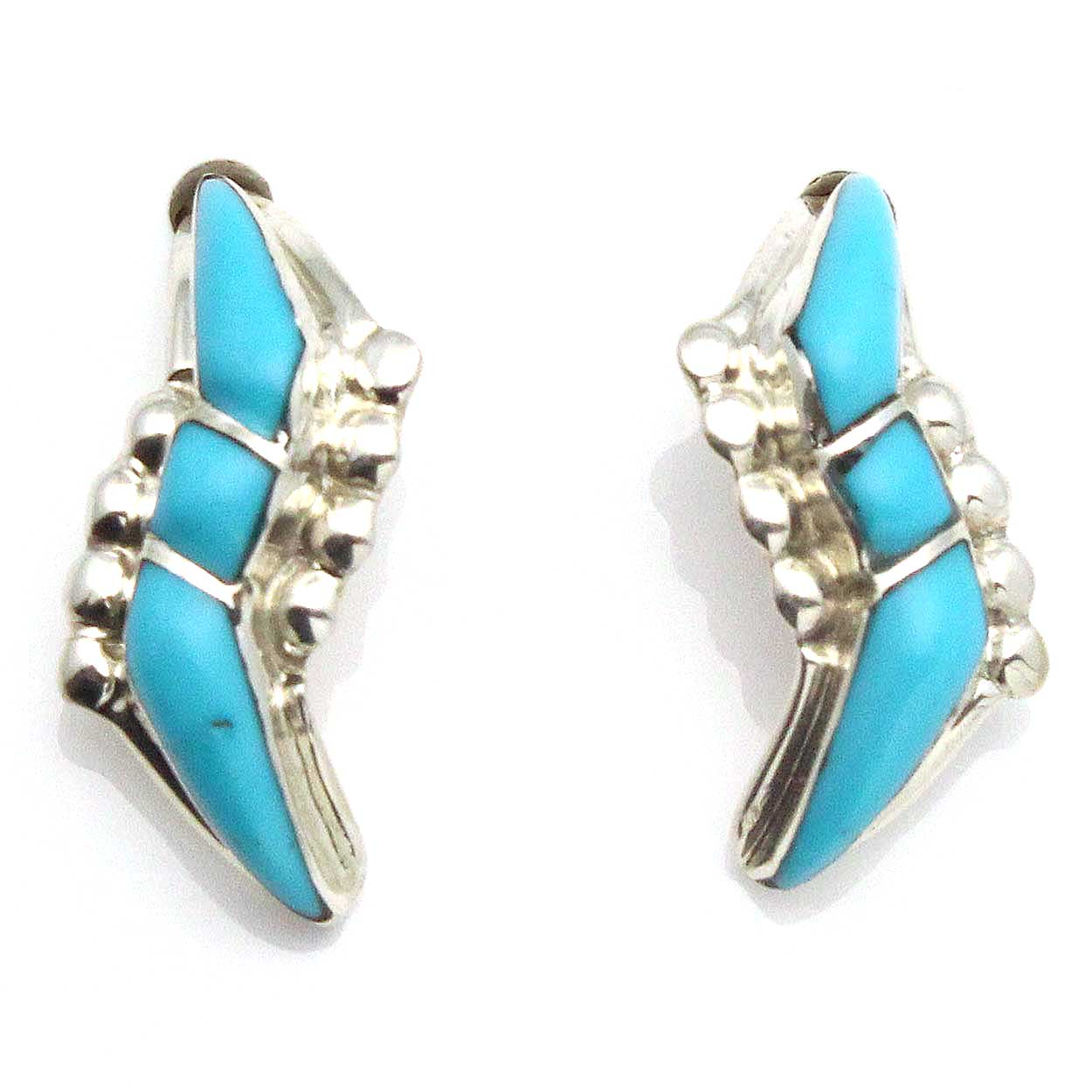 Load image into Gallery viewer, Channel Inlay Turquoise Hoop Earrings

