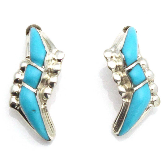 Channel Inlay Turquoise Hoop Earrings