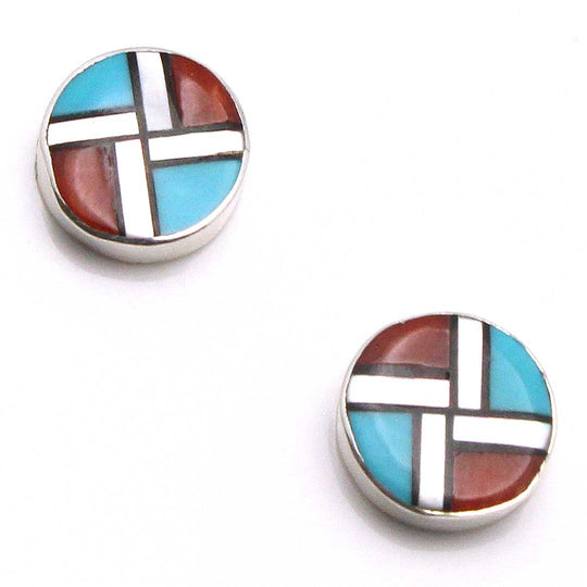 Zuni Multi-Stone Inlay Stud Earrings